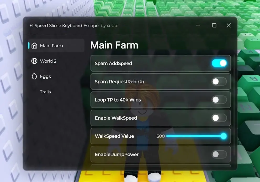+1 Speed Slime Keyboard Escape Script by Xuqor