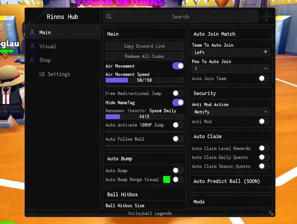 Rinns Hub Volleyball Legends Script Updated 2026