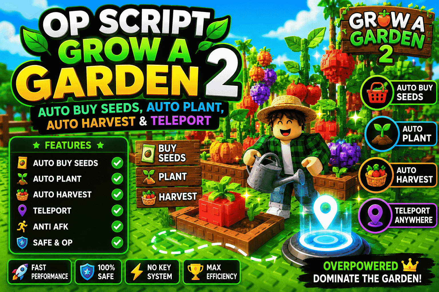 OP Script Grow a Garden 2 [Auto Buy Seeds, Auto Plant, Auto Harvest & Teleport]