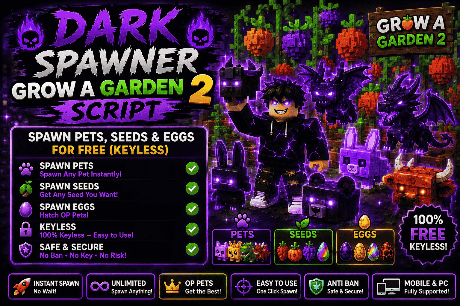 Dark Spawner Grow A Garden 2 Script [Spawn Pets, Seeds & Eggs (Keyless)]