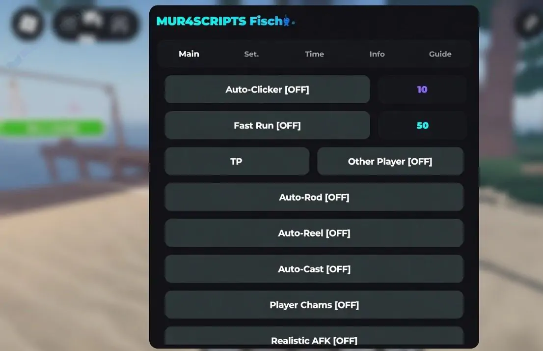Mur4Scripts Hub Fisch Script - Auto Clicker | Fast Run | TP | Auto Shake | Auto Reel